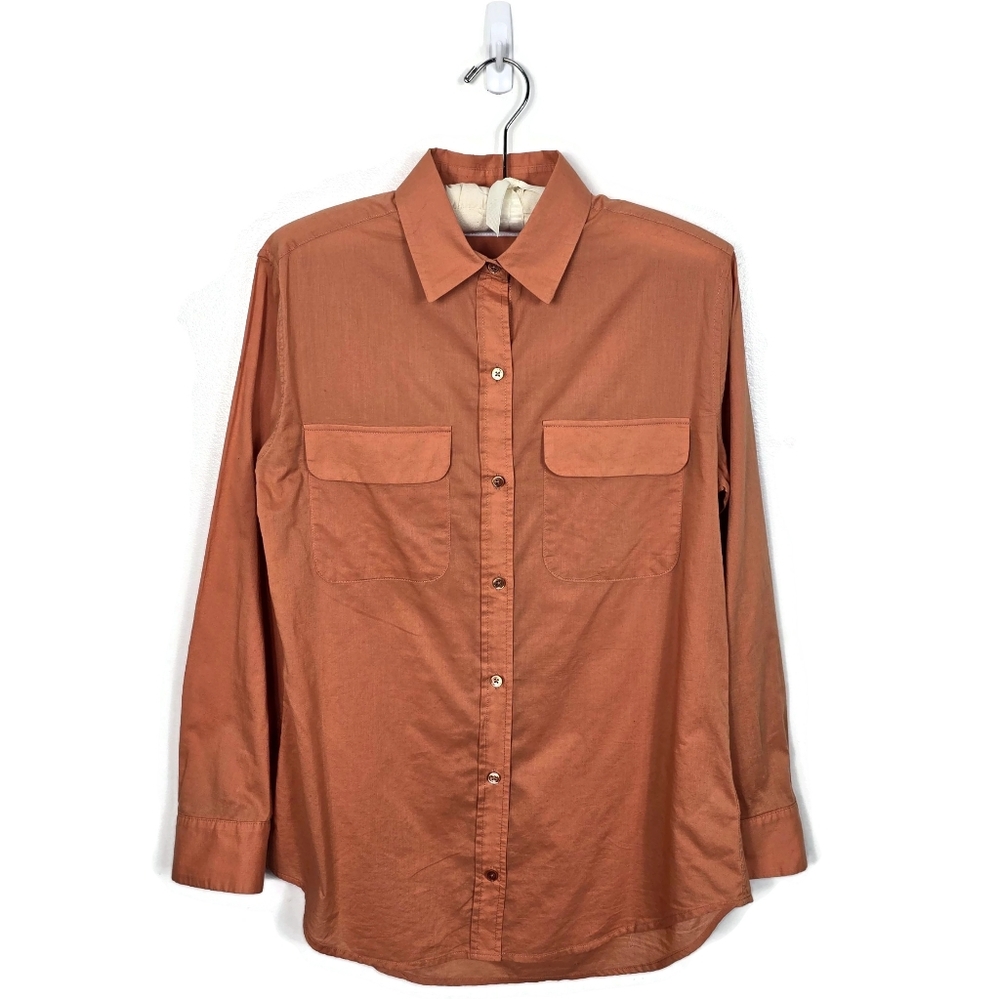 Equipment Cotton Button Down Long Sleeve Shirt Terracotta XS